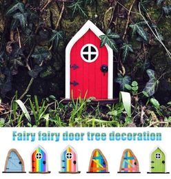 Cute Miniature Window Door Wooden Fairy Gnome Fairy Tale Gate Garden Lawn Ornament Miniature Window and Door Home Decoration Q08115032855