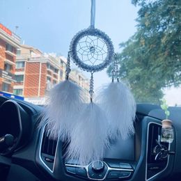 Decorative Figurines Crystal Car Hanging White Feather Dream Catcher Pendant