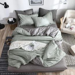 Bedding Sets 50solid Set Green Duvet Cover Bed Plaid Flat Sheet Star Bedclothes 3/4pcs Linenset Nordic Home Textile