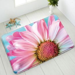 Bath Mats Color Flowers Non-Slip Bathroom Mat Red Pink Rose Black Background Indoor Entrance Doormat Absorbent Carpet Washable Home Decor