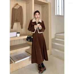 Casual Dresses 2024 Winter Thickened Quilted Cotton Skirt Two-piece Female Fashion Suit Dress