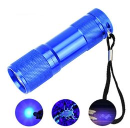 500pcs Aluminium Mini Portable UV Ultra Violet Blacklight 9 LED Flashlight Torch Light DHL1895307