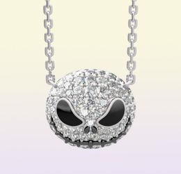 Nightmare before Christmas Skeleton Necklace Jack Skull Crystals Pendant Women Witch Necklace Goth Gothic Jewellery Whole J1218737513046458