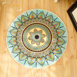 Carpets (CHAYULU) Boho Floor Mat Cloakroom Rugs And Mandala Yoga Hippie Non-slip Round Carpet For Living Room