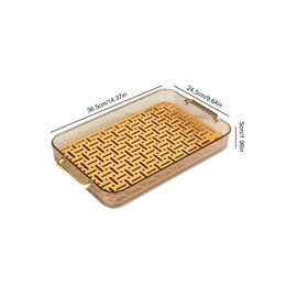 Drainage Tea Tray Double Layer Water Drainage Tea Serving Tray Multifunctional Serving Tray With Handle For Living Room Kitchen