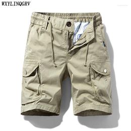 Men's Shorts Men Summer Brand Casual Vintage Classic Pockets Breeches Cargo Fashion Cotton Solid Colour Breathable