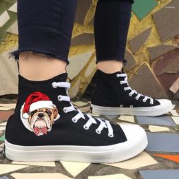 Casual Shoes Men Flat Bottom Canvas Christmas Dog Women Woman Sneakers High Top Lace Up Couple White