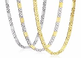 High Quality Stainless Steel Necklace Mens Chain Byzantine Carved Men Jewellery Gold Silver Tone 8mm Width 55cm Length 22inch244P5642129