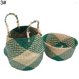 Vases Hanging Foldable Woven Rattan Storage Basket Flower Pot Garden Balcony Decor Home