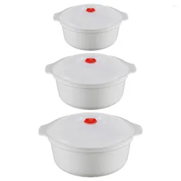 Dinnerware 3 Pcs Microwave Bowl Compact Container Medium Small Wear-resistant Household White Child