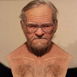 Wrinkle Full For Head Mask Grandpa/Grandma Face Old Man Mask Halloween Party Mask Party Supplies Accs Cosplay Props 240403