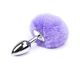 Starter 10 Color Small Size Metal Rabbit Tail Anal Plug Stainless Steel Bunny Tail Butt Plug Anal Sex Toys for Women Adult Sex Pro9536916