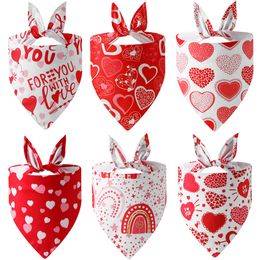 Heart Dog Bandanas Valentine's day Scarfs Washable Daily Handkerchief Gifts for Small Medium Girl Boy Pet 338