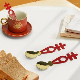 Coffee Scoops Wedding Stainless Steel Spoons Household Happiness Spoon Fruit Lovely Creative Accessories
