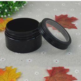 Storage Bottles 60pcs 100g 3.5oz Black Plastic Cosmetic Bottle Visible Aluminum Lid Refillable Lip Container PET Hair Wax Jar Empty Makeup