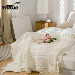 Blankets YIRUIO Love Heart Texture Throw Blanket Fringes Decorative Soft Chenille Valentine's Day Gift Cable Knit