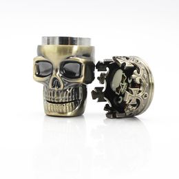 Metal Toothed Skull 50MM 4 layers Tobacco Smoking Grinder Metal Grinders with 12 pictures Dry Herb Vaporizer CNC Teeth Philtre Z165