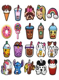 MOQ 100pcs jibz coffee beverages shoes charms DIY cute Bubble tea Accessories shoe buckle fit Decorations girls kids gifts7601857