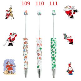 Pens 30pcs Christmas Decor Beaded Ballpoint Pen New Year Beadable Pens Cute Elk Santa Claus Gift Pen Stationery School Supplies