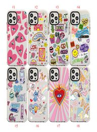 Transparent Painted Hearts Pattern Phone Cases For iPhone 14 13 11 12 Pro Max XS 8 7 Plus Cartoon Doodle Animal Butterfly Soft TPU5051444