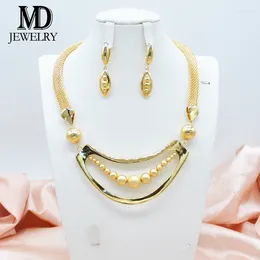 Necklace Earrings Set Fashion Wedding Jewellery Geometric Design Ladies Gold Plated Party Favours