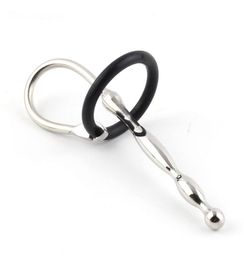 Penis Plug with Silicone Cock ring Male Chastity Device Insert Sounding Sex Toys Stainless Steel Horse eye irritation Urethral Dil6492543