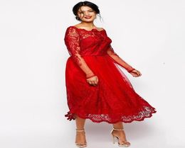 New 2019 Plus Size Prom Evening Party Dresses Formal Gowns With Full Lace Applique Long Sleeves Women Wear6011243