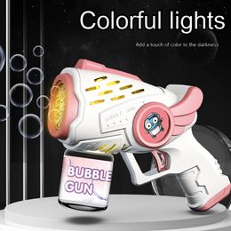 2024 New Electric Automatic Light Bubble Machine Bubbles Gun Summer Beach Bath Outdoor Game Fantasy Toys for Children Kids Gift