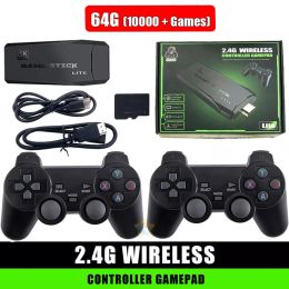 Gamepads 4K 64G Video Game Console Stick Lite Builtin 1000 Games Retro Games Console Wireless Controller For GBA Xmas Gift Dropshipping