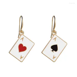 Dangle Earrings Creative Gold Color Poker Card Red Heart Spades Sand Temperament Net Small Group