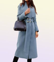 Women039s Jackets Autumn Turndown Collar Belted Woolen Overcoat Women Solid Long Sleeve Office Outerwear Coat Winter Loose War7612964