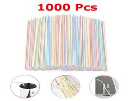 1000 Pcs Plastic Straws For Drinking Bar Party Supplies Flexible Rietjes Cocktail Colourful Striped Disposable Straw Kitchenware 227528503
