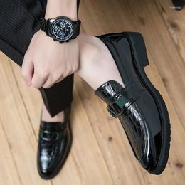 Dress Shoes Korean Version Of British Trendy Casual Crocodile Patterned Lazy Loafers Hairstylist Men's