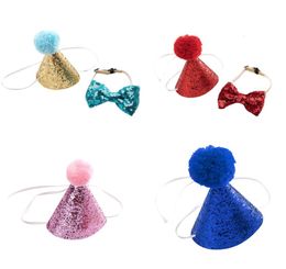 Bowknot Hat Tie Shiny Cat Headband Christmas Party Decoration Dog Headwear Birthday Costume Pet Accessories BSOU1873356