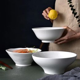 Bowls Pure White Ceramic Ramen Bowl Salad Rice Pasta Fruit Soup Noodle Microwave Dinnerware