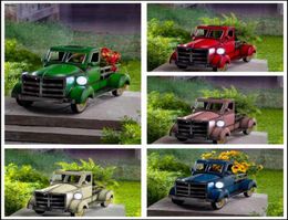 Retro Style Solar Pickup Truck Garden Ornaments Flower Pot With Car Light Yard Home Decoration Outdoor Garten Gift Party Favor6395142