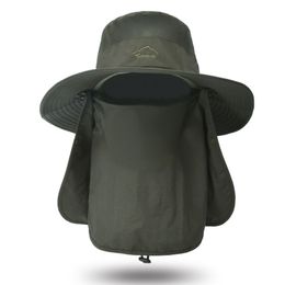 Erkekler için balıkçı şapkası, açık hava uv güneş koruması yüz örtüsü boynu flap ile geniş kısrak şapka