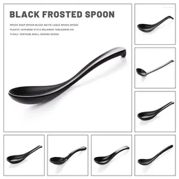 Spoons Matte Black Spoon Chinese Soup Round Flatware Kitchen Dinner Utensils Accessories Tableware Japanese Style