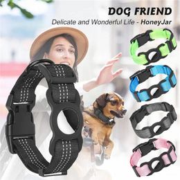 Dog Apparel Nylon Safety Anti-Lost Protective Tracker Collar Reflective Positioning Pet For Airtag Collars