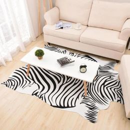 Carpets 140X200cm Large Size Zebra/Cow Carpet PU Velvet Imitation Leather Rugs Animal Skins Natural Shape Decoration Mat