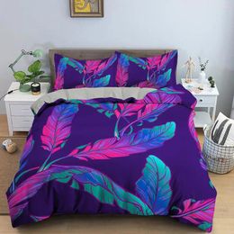 Bedding Sets 3D Feather Printed Set King Size Geometric Duvet Cover Home Textiles Bedclothes 2/3pcs Kids Boys Luxury Bed