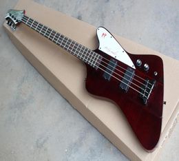 Factory Custom 4String Wine Red Electric Bass Guitar with Flame Maple VeneerRosewood FingerboardBlack HardwaresCan be Customiz3637310