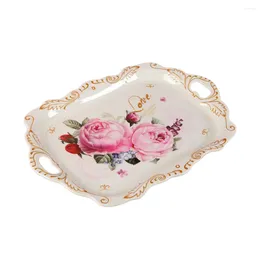 Plates Euro Pallet Useful Tea Cup Tray Decorative Storage European Style Plate Chic Melamine Flowers Ceramic