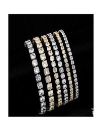 Tennis Trendsetter Hip Hop Iced Out Chain Aaa Cubic Zirconia Men Bracelet Copper Diamond Designer Jewellery Women Party 14K Gold Sie7336580