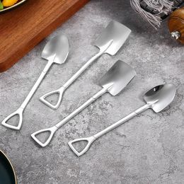 Spoons 1/5pcs Stainless Steel Shovel Spoon Creative Coffee Ice Cream Dessert Scoops Teaspoon Kitchen Tableware Cutlery Set Gift