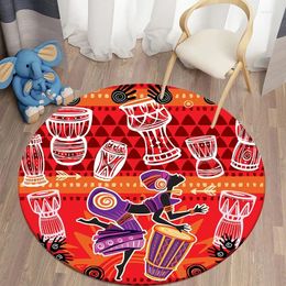 Carpets African Themed Printed Circular Carpet For Living Room Camping Picnic Mat Non Slip Yoga Floor Door