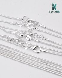KASANIER 10 pcs Free shipping Wholesale fashion jewelry 925 silver jewelry necklace 1 mm chain necklace + 925 lobster clasps 7923151