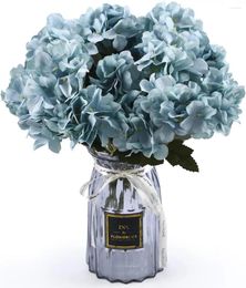 Decorative Flowers 4 Packs White Silk Hydrangea With Vase DIY Artificial Bouquets Arrangement Centrepiece