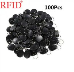 Rings Id 125khz Em4100 Tk4100 Read Only Keyfobs Token Tag Rfid Waterproof Keychain Key Ring Fobs Access Control Card Black 100pcs