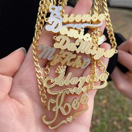 Gold Mens Hiphop Name Custom Necklace Personalised With Cuban Link Chain